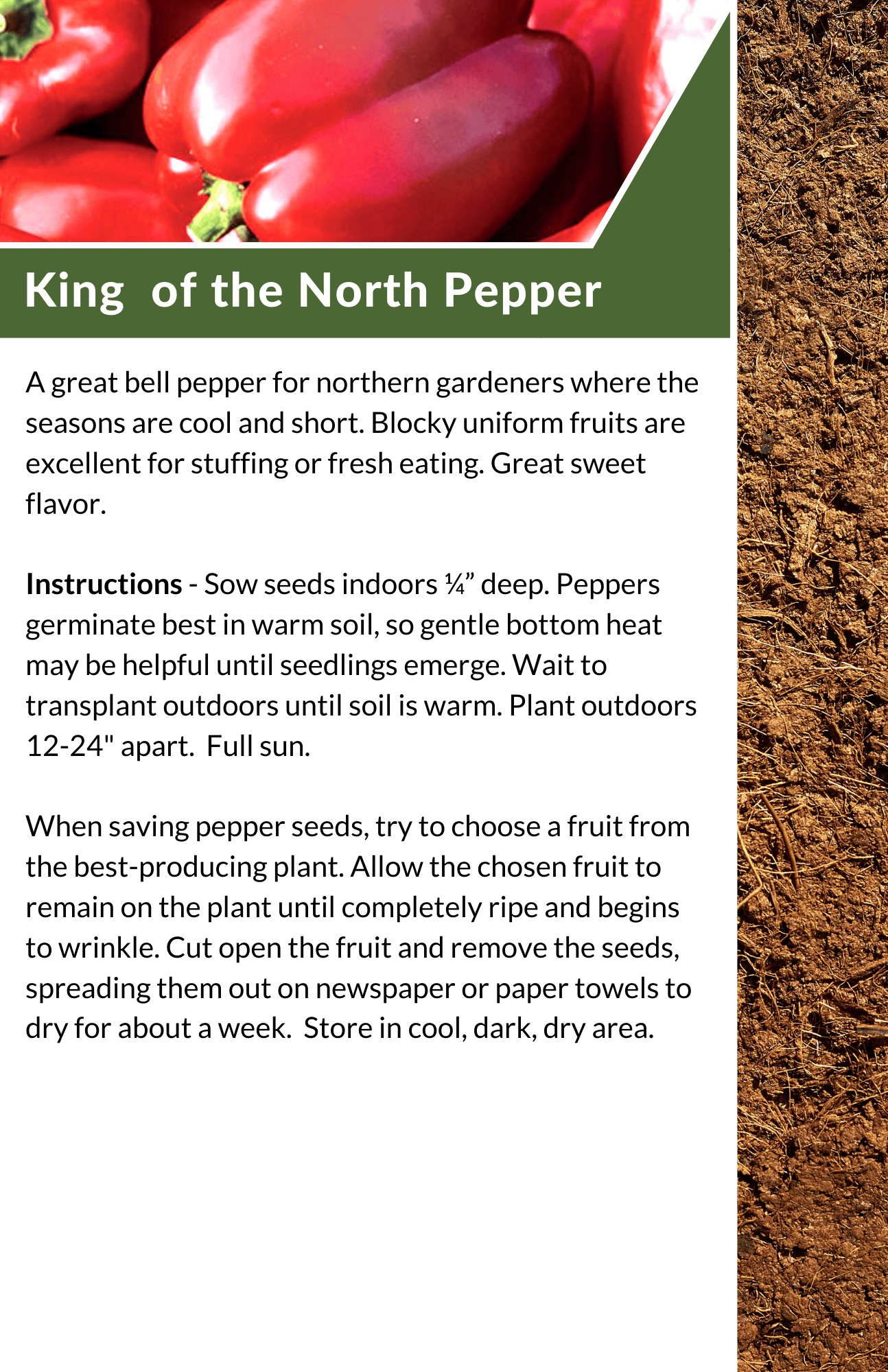 2023 Seed Library - King of the North Pepper