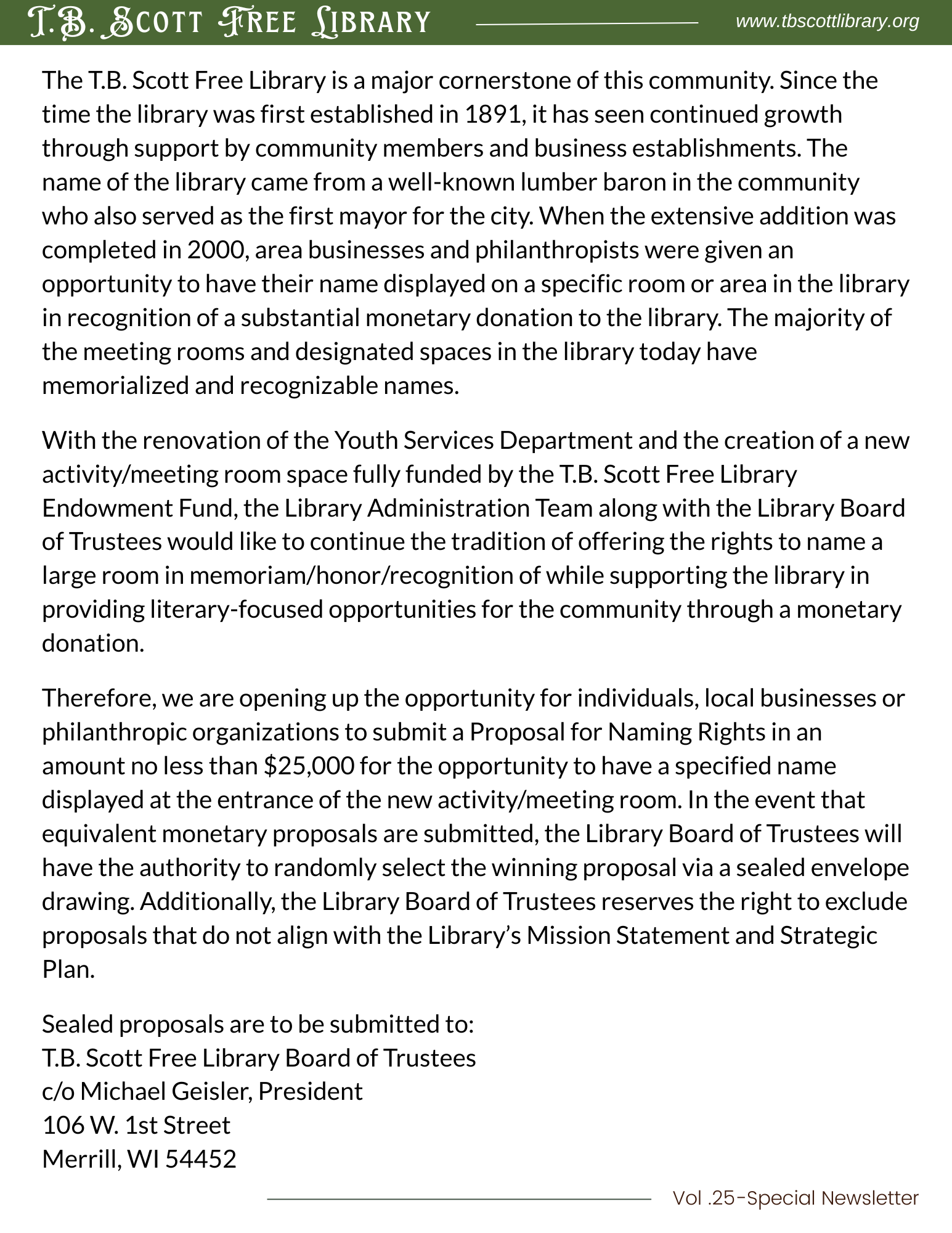Page 2 of the latest newsletter